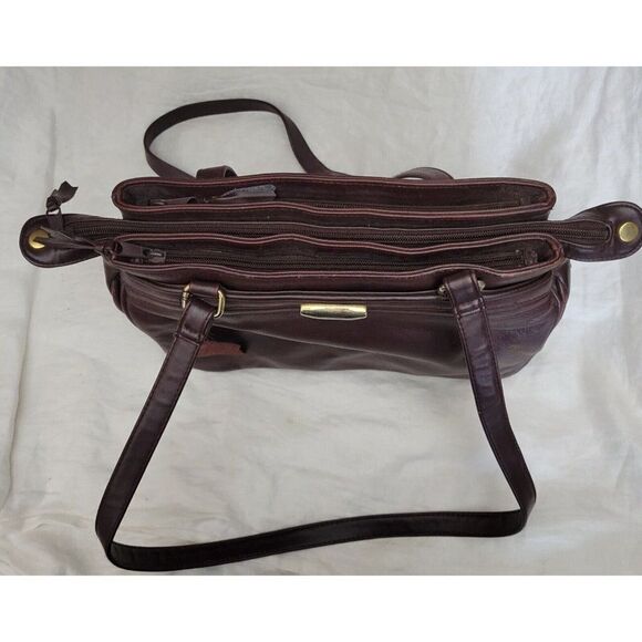 Del Mano Genuine Leather Handbag brown hobo carry strap purse Vintage EUC - Picture 8 of 10